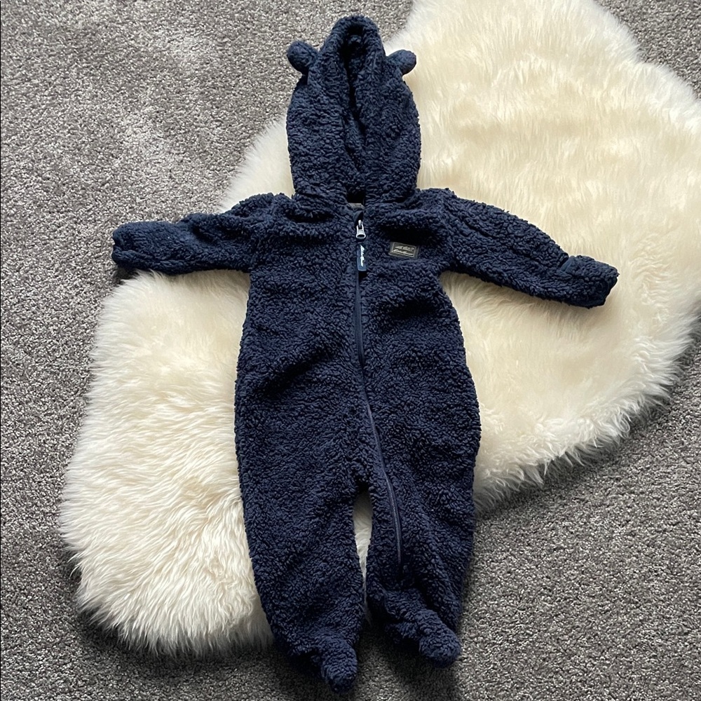 Eddie Bauer Midnight Blue Plush Baby Footie